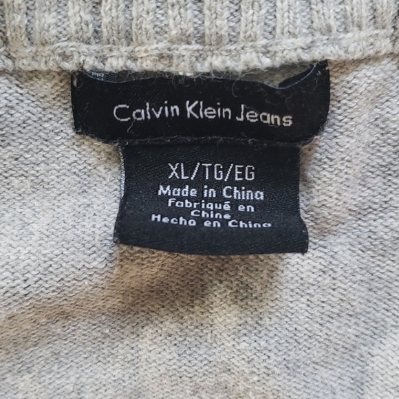 Calvin Klein Light Grey Cotton Cardigan XL - Picture 2 of 5
